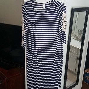 🌞Striped Pinkblush Embroidered Dress